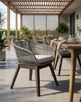 27" Gray Solid Wood Outdoor Dining Chair with Gray Cushion