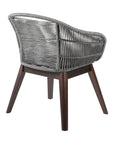 27" Gray Solid Wood Outdoor Dining Chair with Gray Cushion