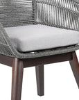 27" Gray Solid Wood Outdoor Dining Chair with Gray Cushion