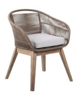 27" Gray and Natural Wood Solid Wood Outdoor Dining Chair with Gray Cushion