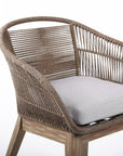 27" Gray and Natural Wood Solid Wood Outdoor Dining Chair with Gray Cushion