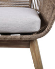27" Gray and Natural Wood Solid Wood Outdoor Dining Chair with Gray Cushion