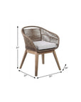 27" Gray and Natural Wood Solid Wood Outdoor Dining Chair with Gray Cushion