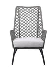 26" Gray and Black Steel Indoor Outdoor Dining Chair with Gray Cushion
