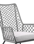 26" Gray and Black Steel Indoor Outdoor Dining Chair with Gray Cushion