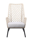 26" Gray Metal Outdoor Dining Chair with Gray Cushion