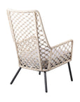 26" Gray Metal Outdoor Dining Chair with Gray Cushion
