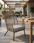 26" Gray Metal Outdoor Arm Chair with Gray Cushion