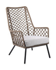 26" Gray Metal Outdoor Arm Chair with Gray Cushion