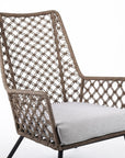 26" Gray Metal Outdoor Arm Chair with Gray Cushion