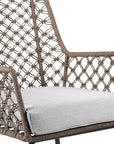 26" Gray Metal Outdoor Arm Chair with Gray Cushion
