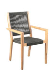 Set of Two 23" Charcoal and Natural Wood Solid Wood Outdoor Arm Chair
