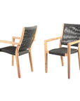 Set of Two 23" Charcoal and Natural Wood Solid Wood Outdoor Arm Chair