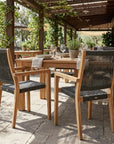 Set of Two 23" Charcoal and Natural Wood Solid Wood Outdoor Arm Chair