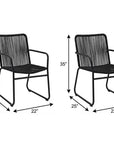 Set of Two 22" Black Metal Outdoor Dining Chair
