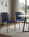 Set of Two 22" Blue Metal Outdoor Dining Chair