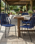 Set of Two 22" Blue Metal Outdoor Dining Chair