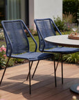 Set of Two 22" Blue Metal Outdoor Dining Chair