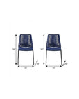 Set of Two 22" Blue Metal Outdoor Dining Chair