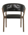 Set of Two 26" Black and Natural Wood Solid Wood Outdoor Dining Chair