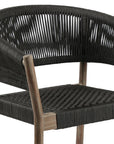 Set of Two 26" Black and Natural Wood Solid Wood Outdoor Dining Chair