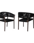 Set of Two 26" Black Solid Wood Outdoor Dining Chair