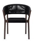 Set of Two 26" Black Solid Wood Outdoor Dining Chair