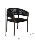 Set of Two 26" Black Solid Wood Outdoor Dining Chair
