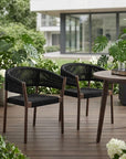 Set of Two 26" Black Solid Wood Outdoor Dining Chair