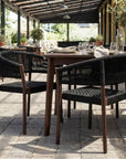 Set of Two 26" Black Solid Wood Outdoor Dining Chair