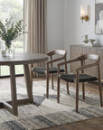 Set of Two 22" Black and Natural Wood Solid Wood Outdoor Dining Chairs
