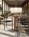 Set of Two 22" Black and Natural Wood Solid Wood Outdoor Dining Chairs