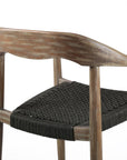 Set of Two 22" Black and Natural Wood Solid Wood Outdoor Dining Chairs