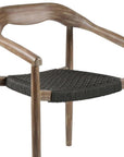 Set of Two 22" Black and Natural Wood Solid Wood Outdoor Dining Chairs