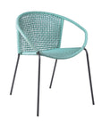 Set of Two 25" Green Metal Outdoor Dining Chair
