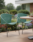 Set of Two 25" Green Metal Outdoor Dining Chair