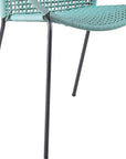 Set of Two 25" Green Metal Outdoor Dining Chair