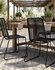 Set of Two 23" Black Metal Outdoor Dining Chair