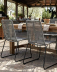 Set of Two 23" Gray Metal Outdoor Dining Chair