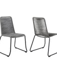 Set of Two 23" Gray Metal Outdoor Dining Chair
