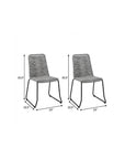 Set of Two 23" Gray Metal Outdoor Dining Chair