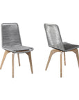 Set of Two 18" Gray Solid Wood Outdoor Dining Chair