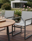 Set of Two 22" Light Gray Metal Outdoor Dining Chair