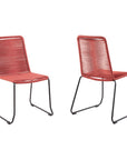 Set of Two 23" Red Metal Outdoor Dining Chair