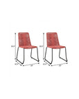 Set of Two 23" Red Metal Outdoor Dining Chair