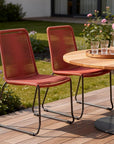 Set of Two 23" Red Metal Outdoor Dining Chair