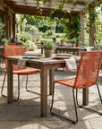 Set of Two 23" Tangerine Metal Outdoor Dining Chair
