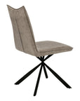 Set of Two Tufted Taupe And Black Upholstered Faux Leather Dining Parsons Chairs