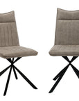 Set of Two Tufted Taupe And Black Upholstered Faux Leather Dining Parsons Chairs