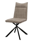 Set of Two Tufted Taupe And Black Upholstered Faux Leather Dining Parsons Chairs